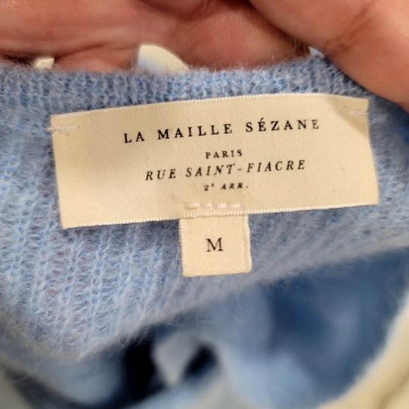 ​Sézane Barry Jumper Light Blue Cardigan French Girl Quiet Luxury Knit Soft Cozy - Picture 10 of 15